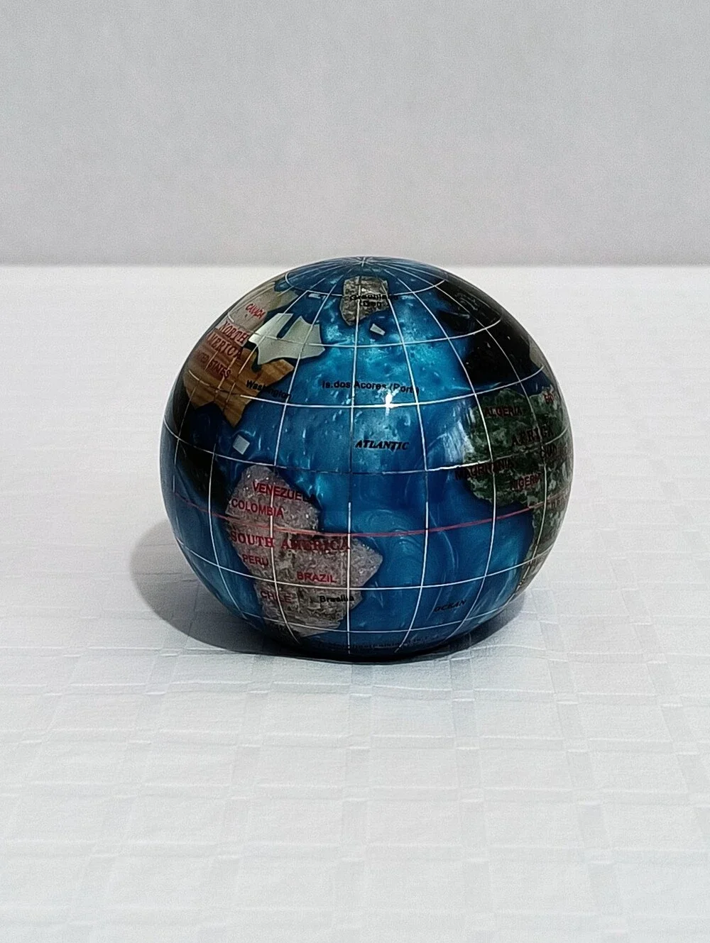 Semi Precious Gemstone World Globe Paperweight